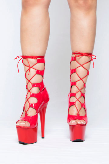 Red Hot girl ankle heels - The Beauty Cave Boutique